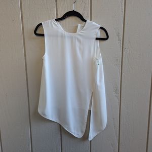 Aritzia Babaton White Flowy Mesh Tank Top Womens xsmall Zip Lined